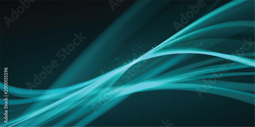 Abstract glowing blue light trail forming a smooth curved arc on a solid black background, minimalist digital art