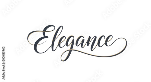 Elegant Script Font Word Elegance on White Background