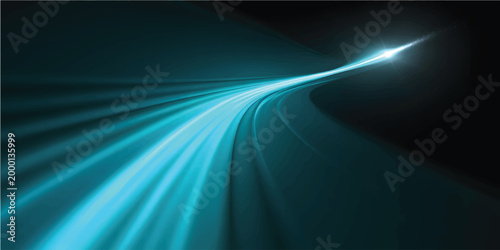 Blue glowing light streaks converge into a fast energy stream on a dark background, expressing speed, motion, and futuristic power flow.