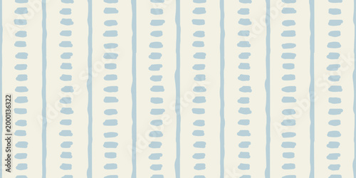 Pastel Blue Hand Drawn Dash Stripes Seamless Pattern Minimalist Vector Background for Textile Design