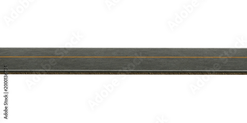 3d rendering asphalt road with yellow line on transparent background