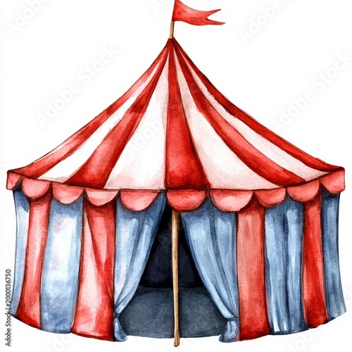 Colorful circus tent illustration featuring a whimsical design.