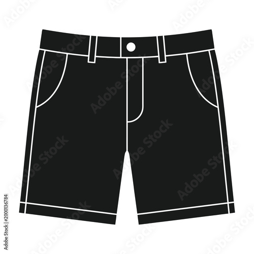 Black shorts with white stitching and belt