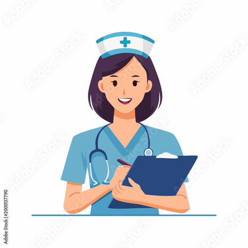 Nurse Writing on Clipboard with Stethoscope