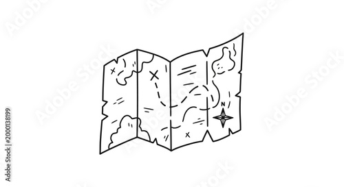 A hand drawn treasure map illustration.