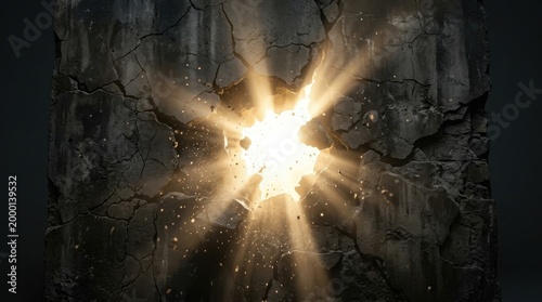 Bright Light Beaming Through a Cracked Concrete Wall for Hope Concept