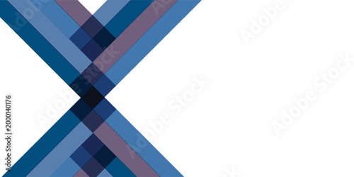 Abstract Geometric Overlapping Blue Stripes Forming an X Shape.