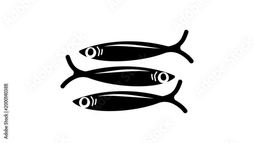 Sardine  symbol, black isolated vector silhouette