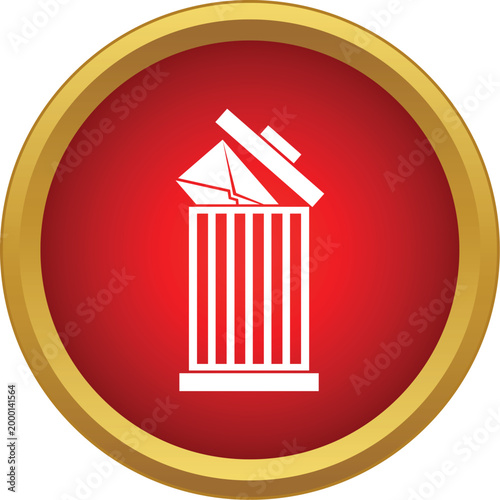 Trash can icon with email over a red button, symbolizing digital cleanup