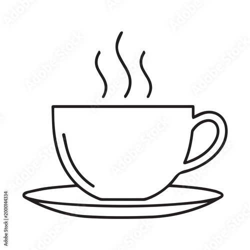 Steaming hot cup of coffee on a saucer Vector, illustration