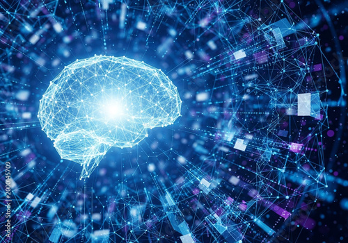 artificial intelligence technology concept with digital network background