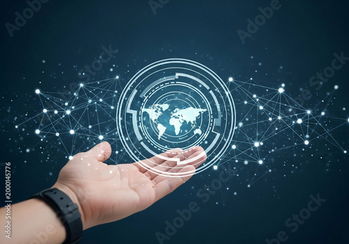 artificial intelligence technology concept with digital network background