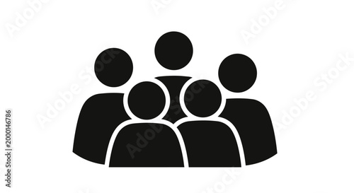 Group of People Icon: A minimalist icon depicting a gathering of individuals, symbolizing community, unity, and social connection.
