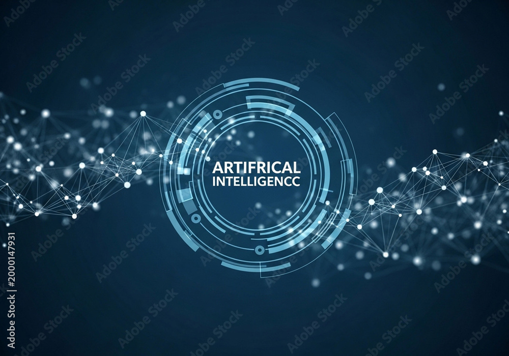 Obraz premium artificial intelligence technology concept with digital network background