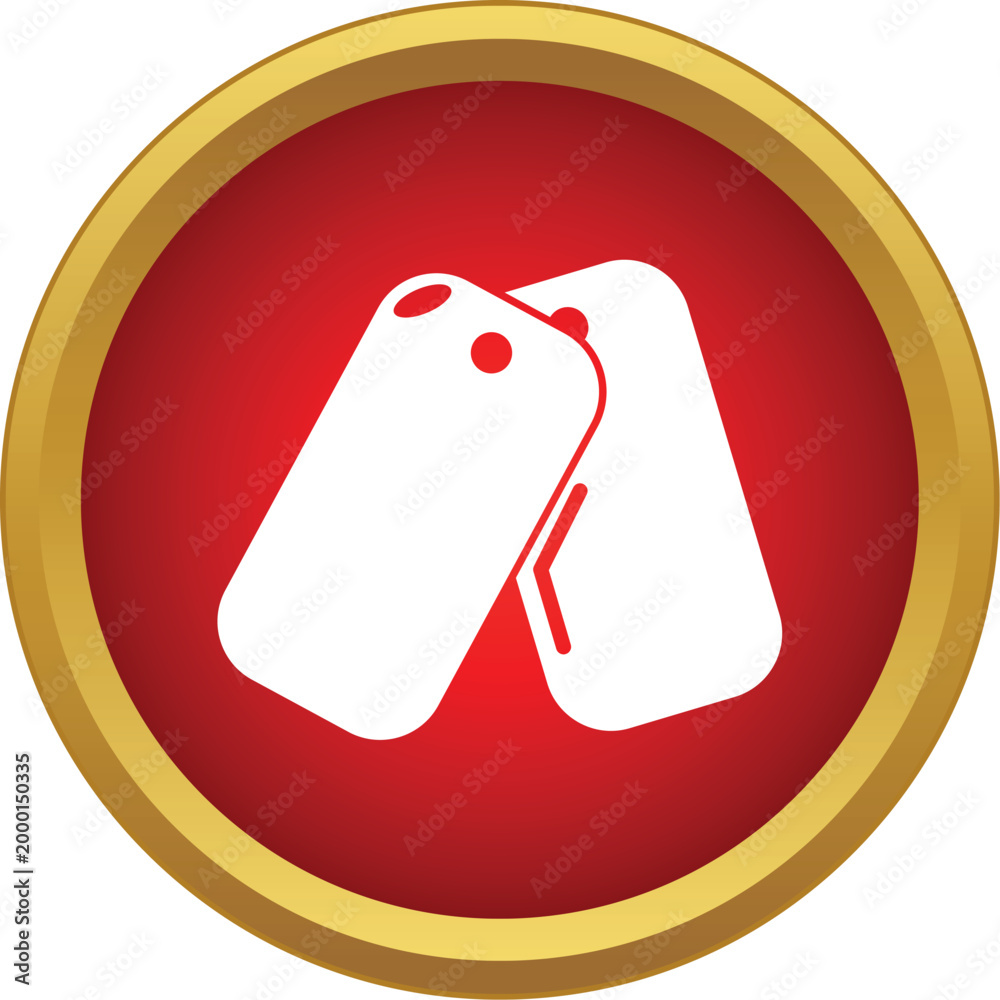 Obraz premium Two white dog tags representing identification and soldier service on a red background