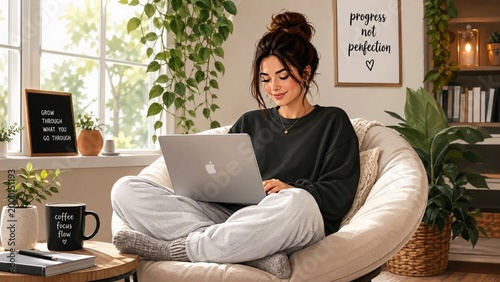 woman working on laptop