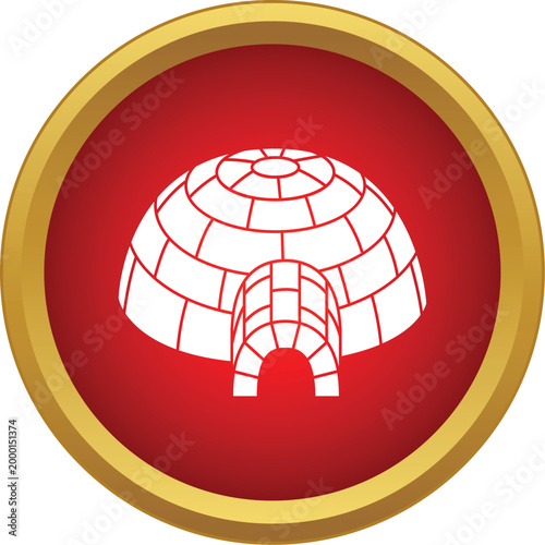 Igloo or ice house icon representing winter, cold, and arctic climate