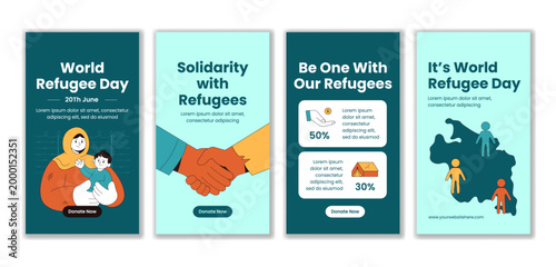 World Refugee Day Flat Cartoon Hand Drawn Social Media Story Background Template