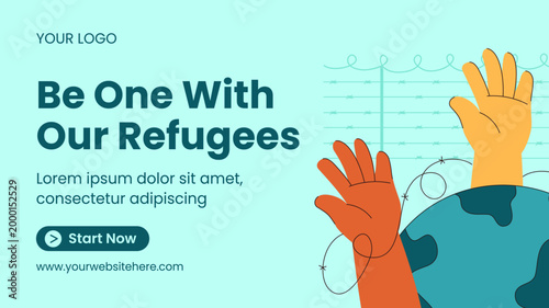 Flat Cartoon Hand Drawn Social Media Thumbnail World Refugee Day Background