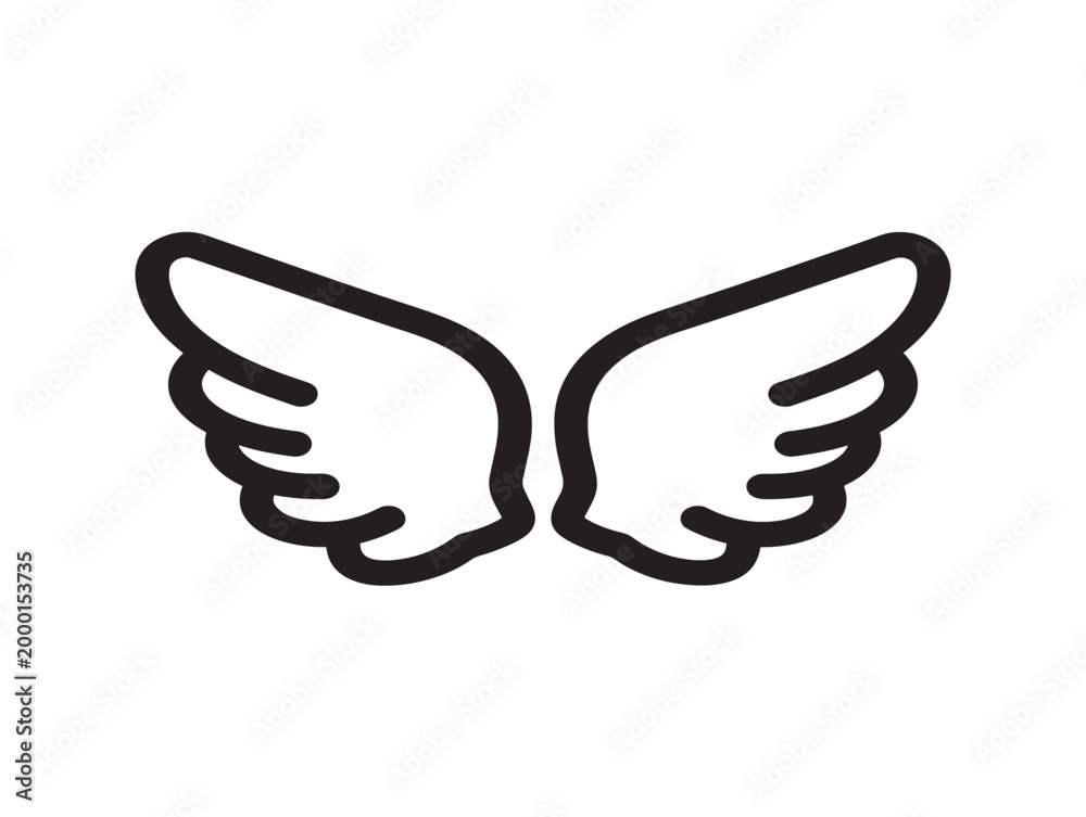 Fototapeta premium minimalist line art of angel wings for spiritual or religious themes vector illustration