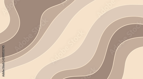 Abstract Beige and Brown Wavy Pattern Background with Soft Organic Layers and Minimal Earth Tone Design