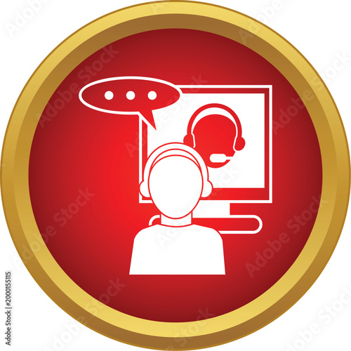Customer service agent with headset offering virtual technical help and live chat
