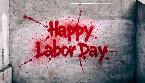 Happy Labor Day graffiti on concrete texture background