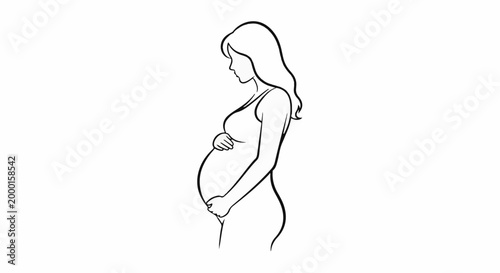 Minimalist outline of a pregnant woman holding her belly