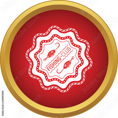 Fishing club emblem displaying two fishing lures on an undulating water surface