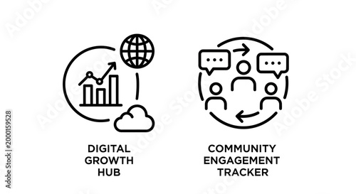 Global digital growth hub and social community engagement tracker set