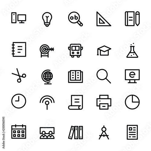 Outline icons for education