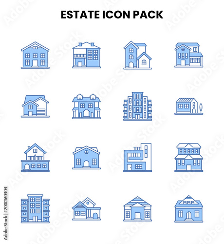 Estate Two Colour Graphics Icons Pack
