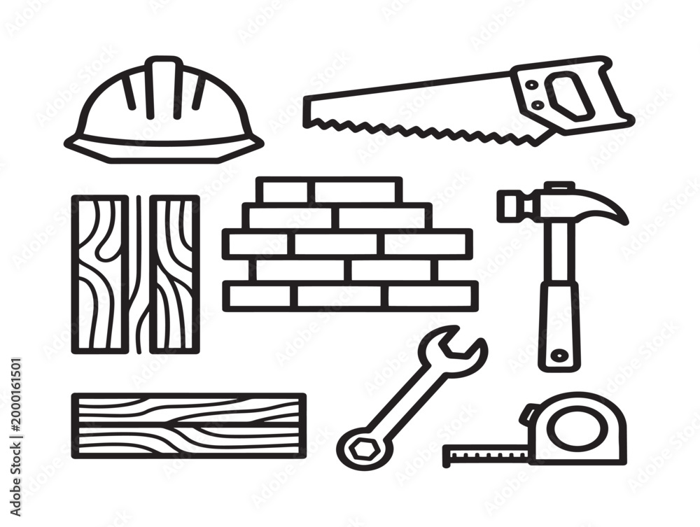 Fototapeta premium construction materials icon vector illustration for building and renovation projects