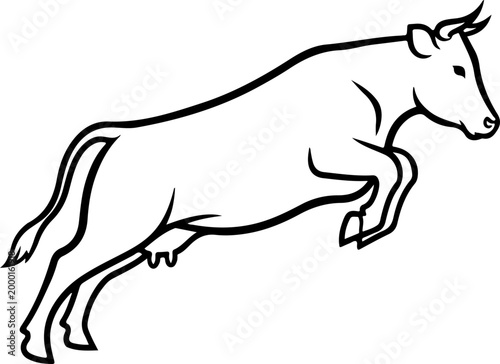 Cow jumping line art silhouette vector illustration