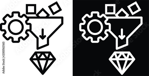 refine Two-tone version in black and white background