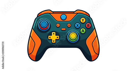 Orange and black video game controller.