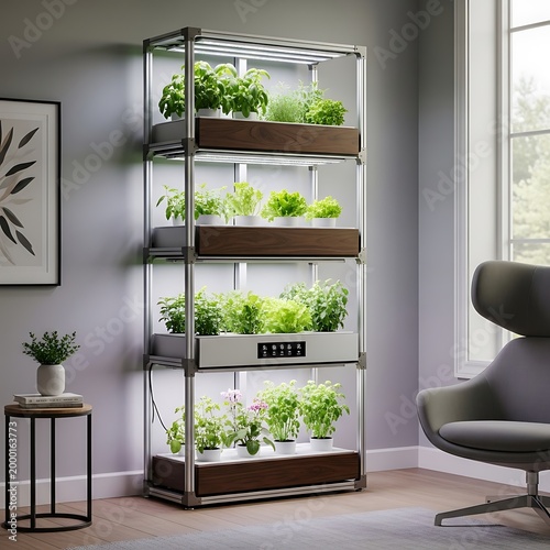 Indoor shelving unit maximizes vegetable and herb growth under controlled lighting