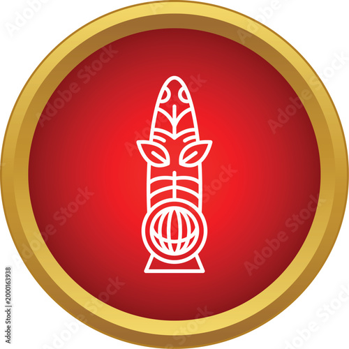Tribal idol icon with an integrated globe symbolizing global culture and travel