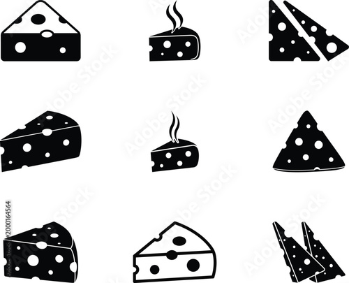 Vector black cheeses icon silhouette on white background