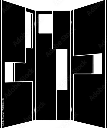 Folding screen room divider silhouette vector illustration