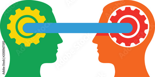 Conceptual illustration of communication and mental connection between two individuals