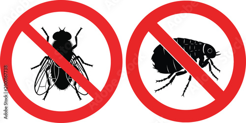Prohibition sign featuring two flies a clear 'no flies' warning