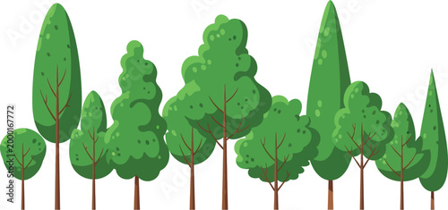 Stylized green trees a digital illustration of a forest landscape
