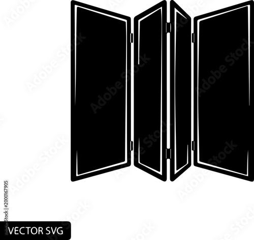 Folding screen room divider silhouette vector illustration