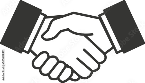 シンプルなモノクロの握手をしているアイコン素材