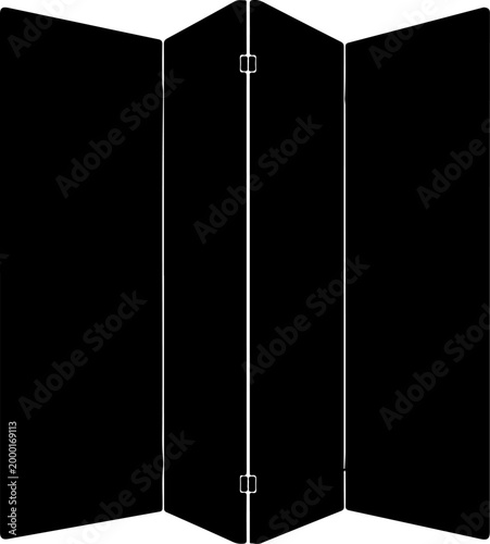 Folding screen room divider silhouette vector illustration