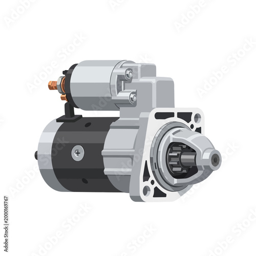 Automotive Starter Motor - Engine Ignition Component Illustration