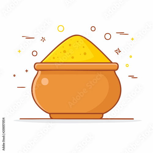 Yellow Powder in Orange Pot Illustration