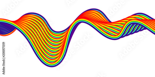 Abstract rainbow wave background with LGBTQ pride flag colors. Vibrant graphic element for celebration, pride month events and social media. Vector illustration