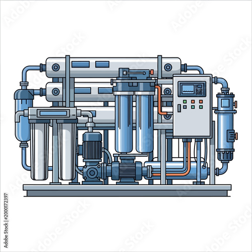 Industrial Water Purification System with RO Technology and Control Panel
